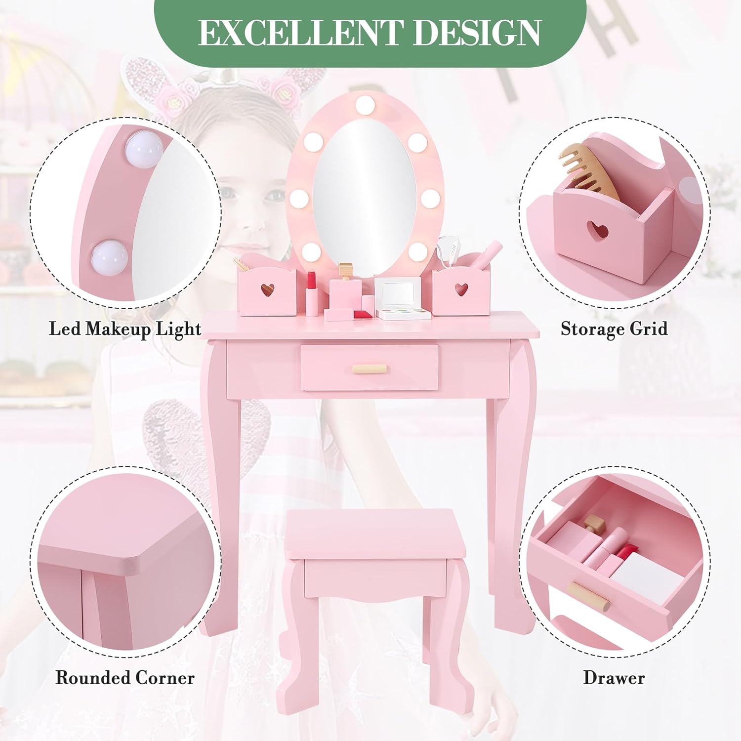 Zestaw toaletki i stołka dla d – Beauty Makeup Kit For Kids recenzja i cena