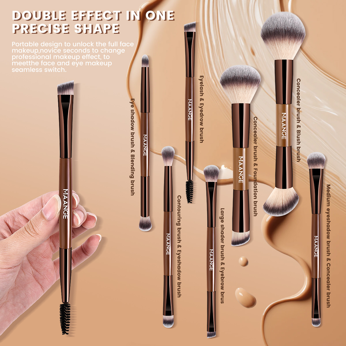 MAANGE 7 szt. Pędzli do Makija – Huda Beauty Makeup Brush Set recenzja i cena